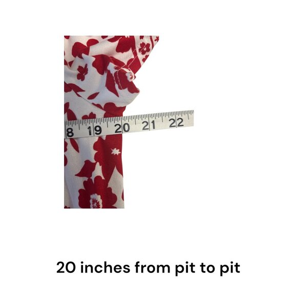 White Birch Red & White Floral Print Short Sleeve V-Neck Tunic Dress - Picture 6 of 7